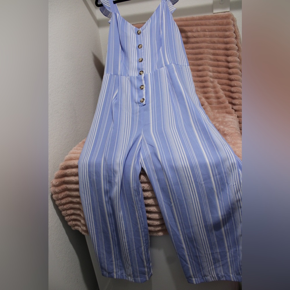 Candie's Striped Lavender and White Jumpsuit